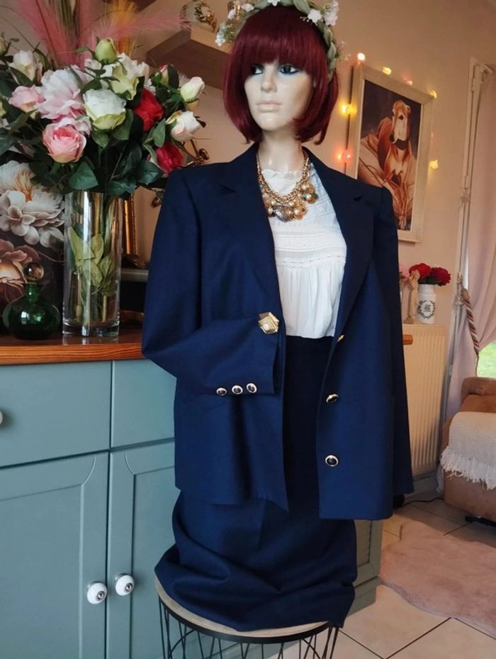 💞 Ensemble Vintage Blazer & Jupe Pure Laine T42/44💞 - photo numéro 17