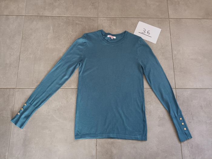 Pull fin turquoise taille 36 U Essentiel