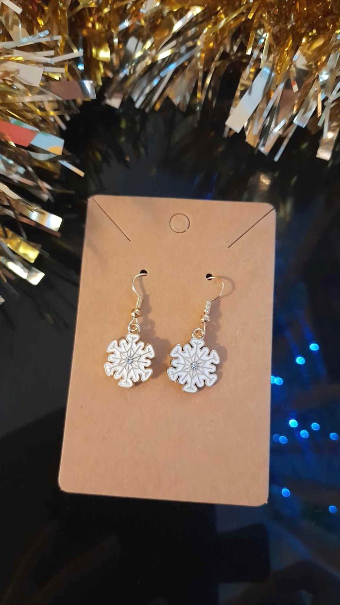 Bijoux Noël | Boucles d’Oreilles neuves Flocon de neige - photo numéro 2