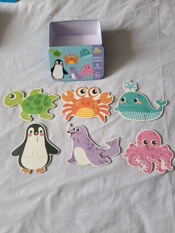 Boite de 6 puzzles animaux marins