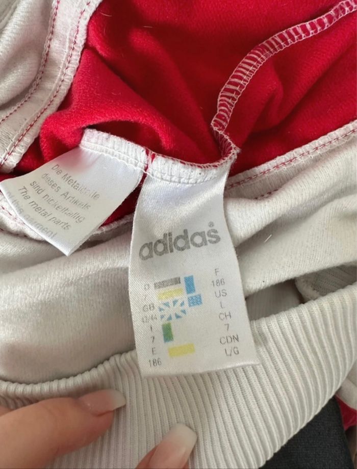 Veste zip satinée blanc gris noir rouge Adidas Vintage TXXL - photo numéro 6