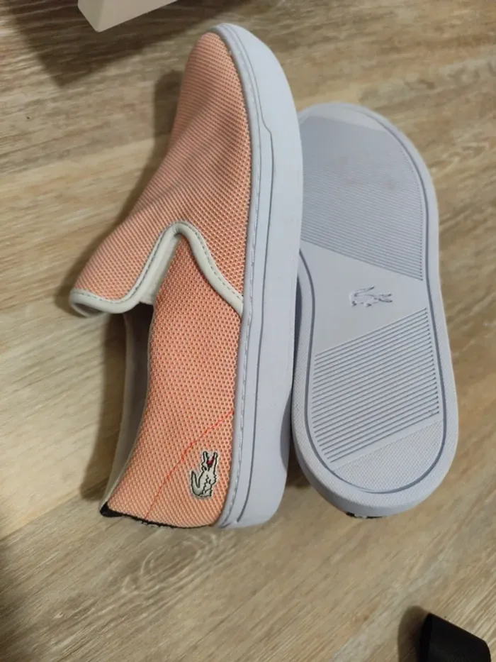 Baskets slip on Lacoste toile abricot blanc 41 neuves - photo numéro 6