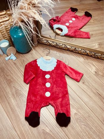 Taille 1 mois pyjama de Noël velours garçon Kiabi rouge et blanc 💙