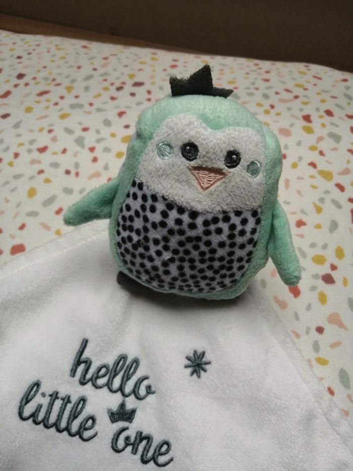 Doudou chouette hibou tiamo mouchoir hello little one - photo numéro 2