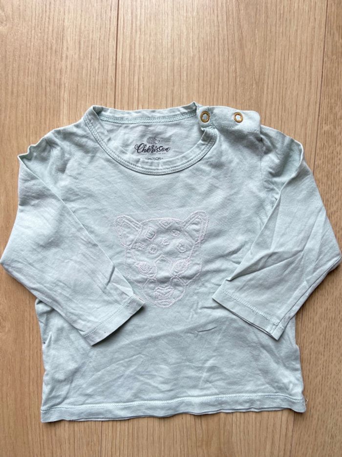 Ensemble jean bleu clair Zara et haut menthe Chérissons 12 mois - photo numéro 2