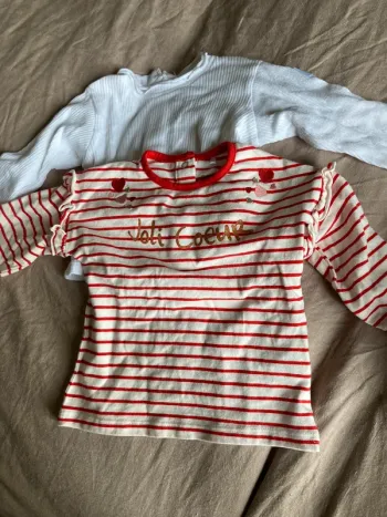 Lot 2 t-shirt manche longues 6 mois