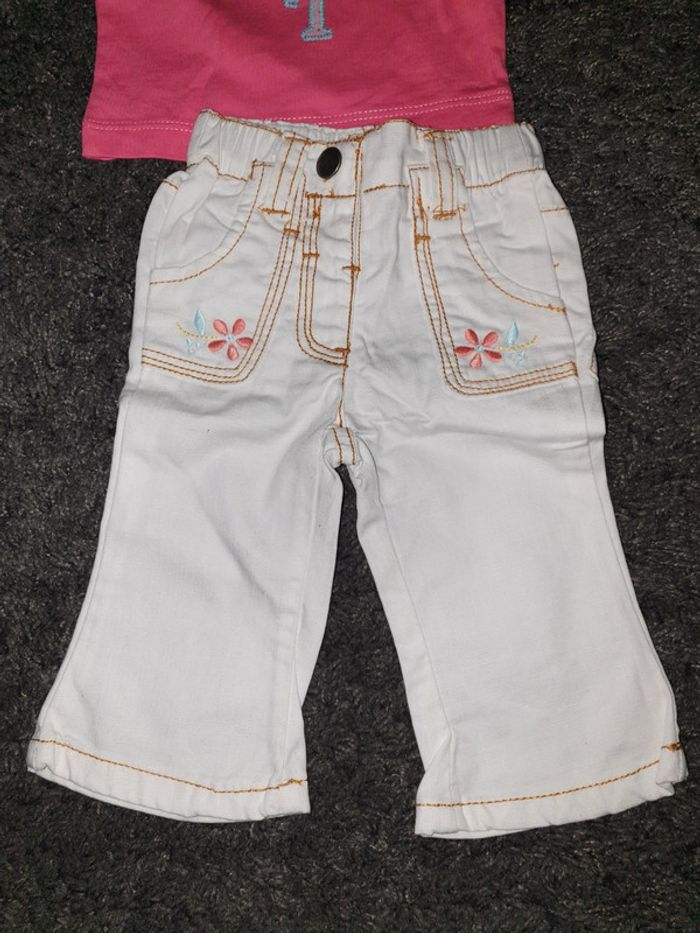 Jean blanc + débardeur 3 mois Tex - photo numéro 3