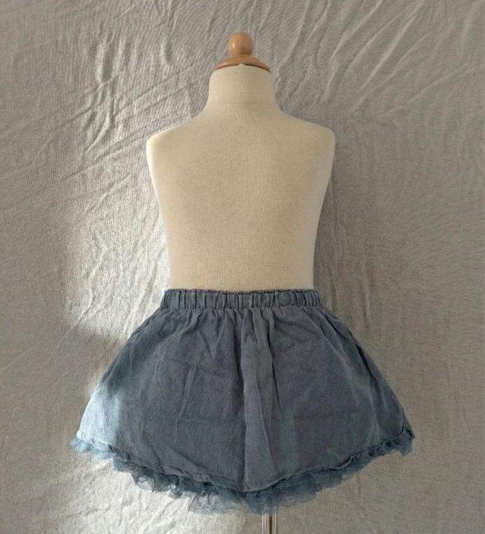 Jupe bleu gris à tulle et nœud rose - LuluCastagnette - 24 mois - photo numéro 2