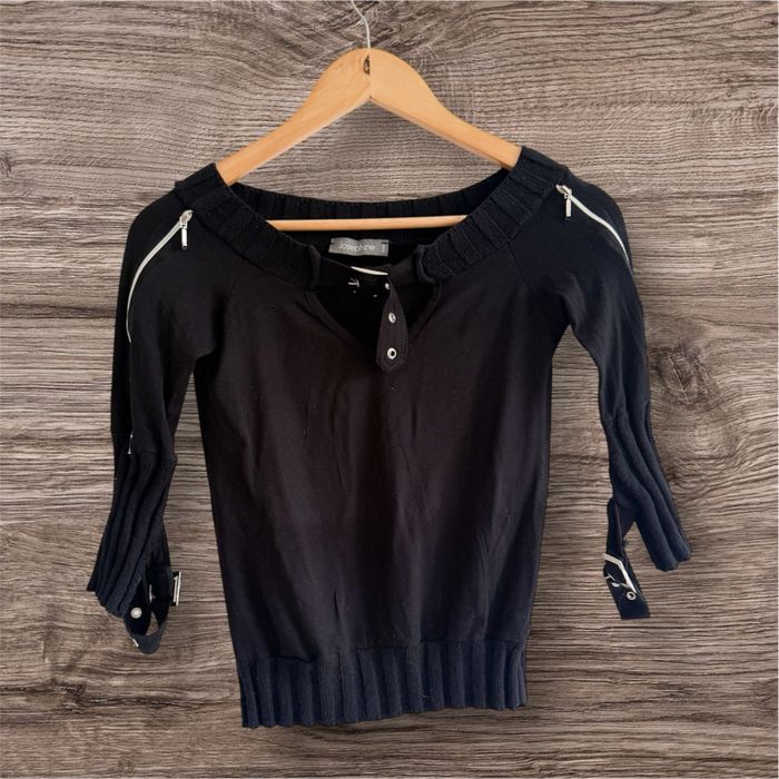 Pull manches 3/4 noir avec détail rock taille 36 S