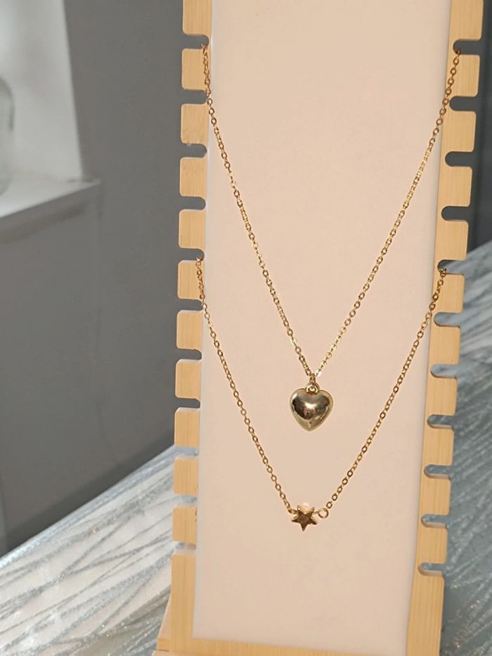 Lot de 2 colliers doré - Fantaisie - coeur/étoile 🌟