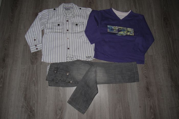 ENSEMBLE 3 PIÉCES GARÇON : JEAN + CHEMISE + TEE SHIRT ML "IN EXTENSO" - 5 ans - n°01 - photo numéro 5