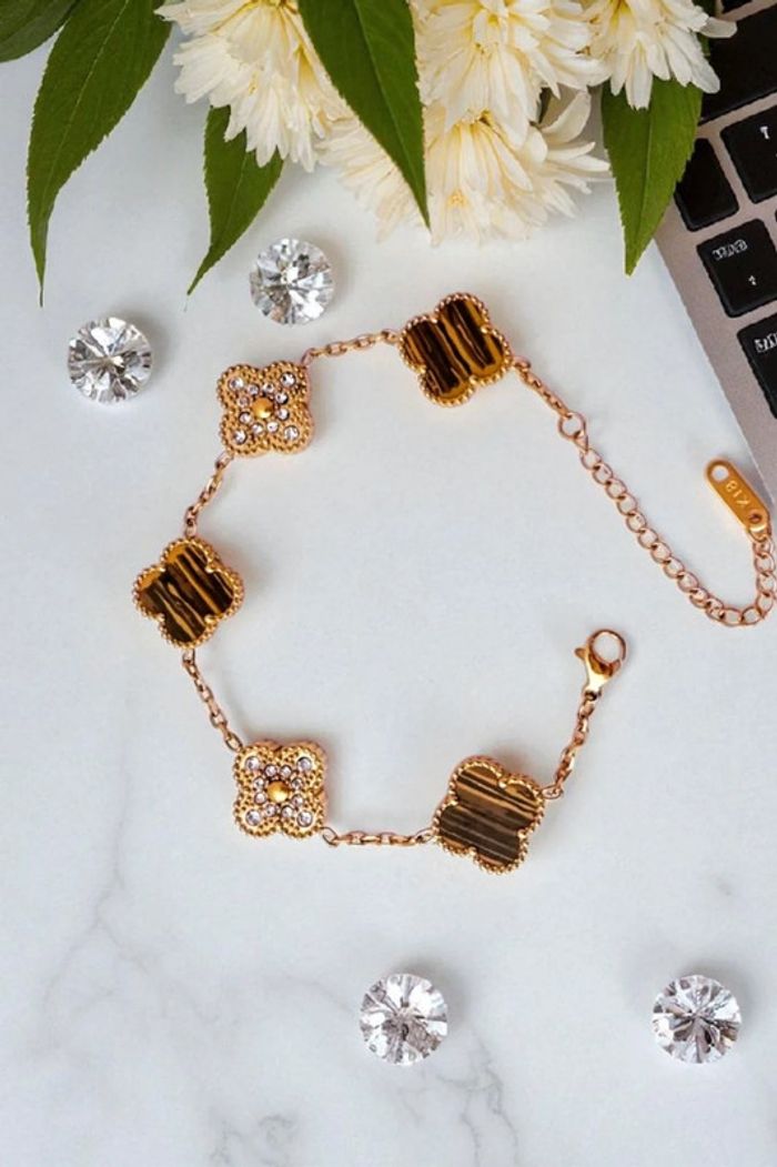 Lot de 5 bracelets en acier inoxydable 18K trèfle 1,2cm porte-bonheur 🍀 résistant à l'eau - photo numéro 3