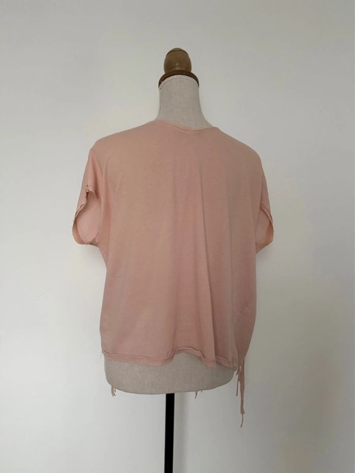 T-shirt haut Zara top maillot camisa S blusa Blouse chemise camicia overhemd folder rose - photo numéro 2
