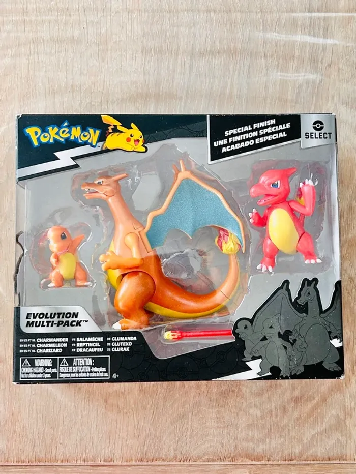 Figurine Pokémon pack évolution salamèche, reptincel et dracaufeu