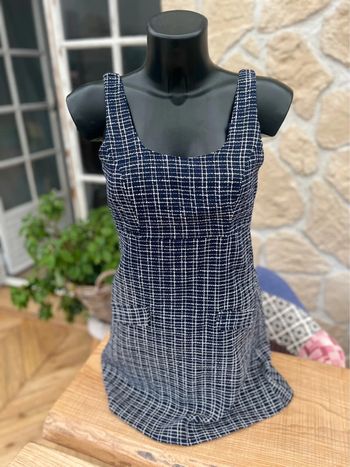 Neuf étiqueté Robe gemo tailleur en laine tweed hiver bretelles salopette taille M 38