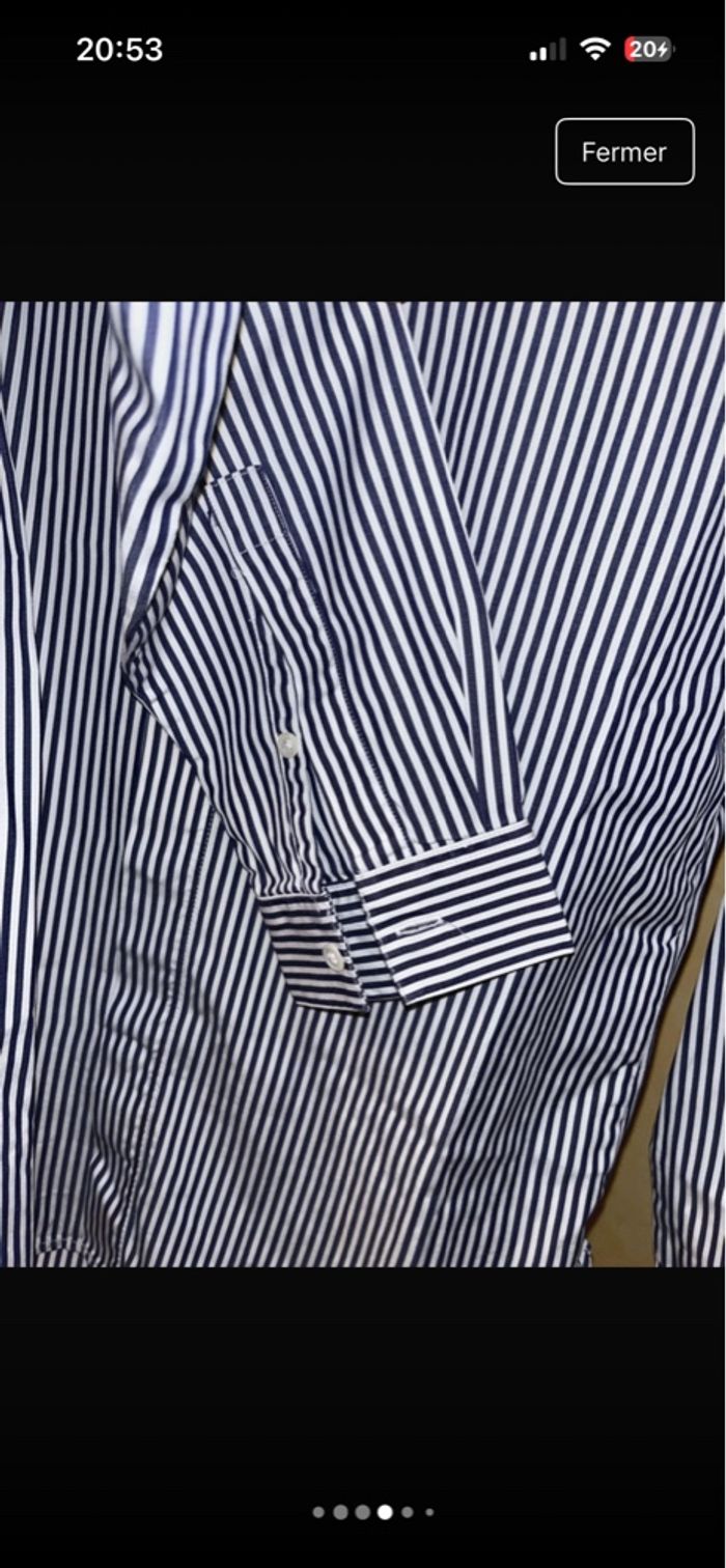 Chemise à bleu marine et blanche à rayures Sandro XS - photo numéro 2