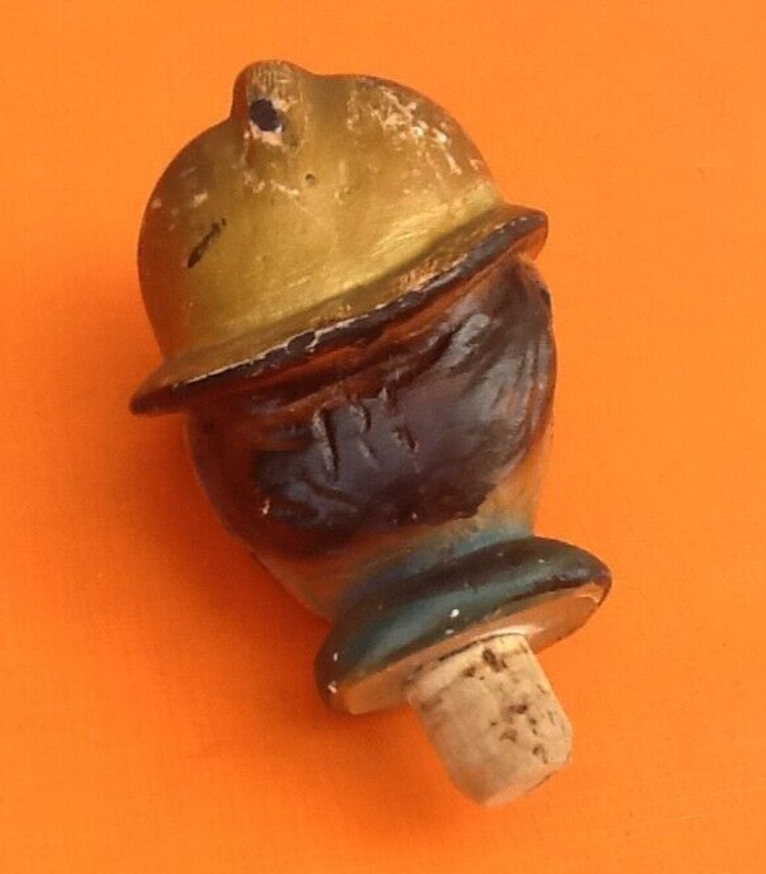 Années 1950 Bouchon Bouteille / Carafe Tête Soldat du Feu / Sapeur Pompier - photo numéro 3