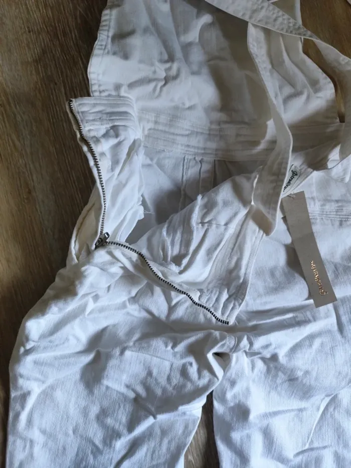 Salopette denim stretch blanc Stradivarius 34 neuve - photo numéro 5