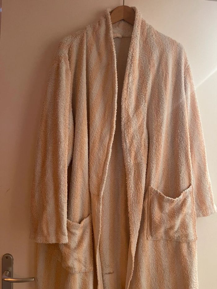 Peignoir / Robe de chambre blanc- saumon