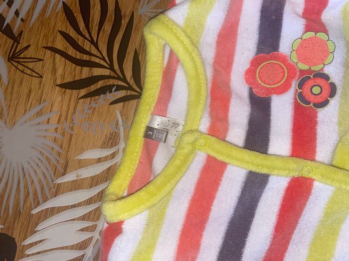 Pyjama velours blanc à rayures multicolores orchestra bb 3 mois - photo numéro 4