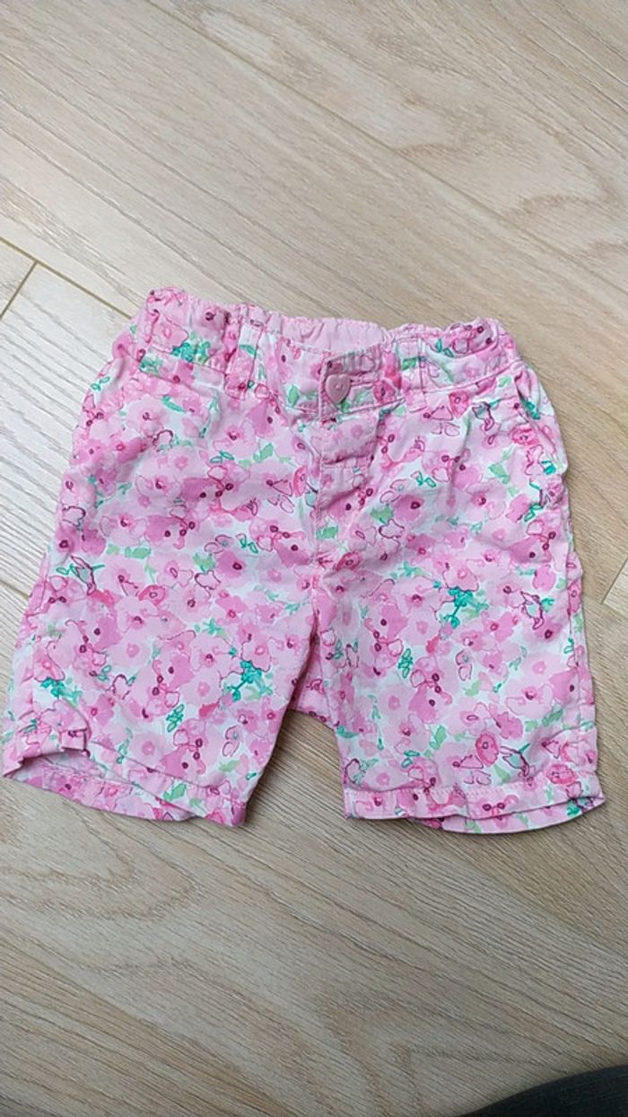 Short été rose fleurs 9/12 mois