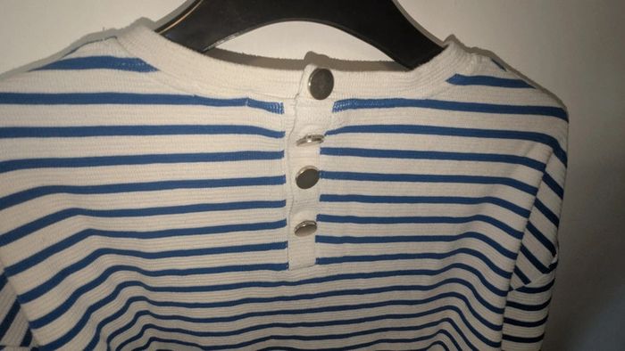 Pull rayé femme blanc et bleu S - photo numéro 6