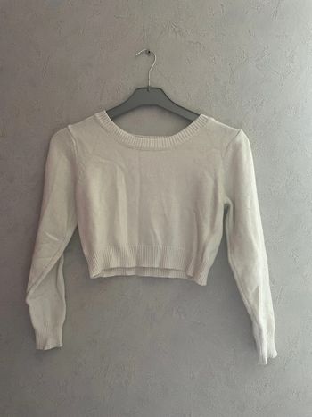 Pull crop top blanc