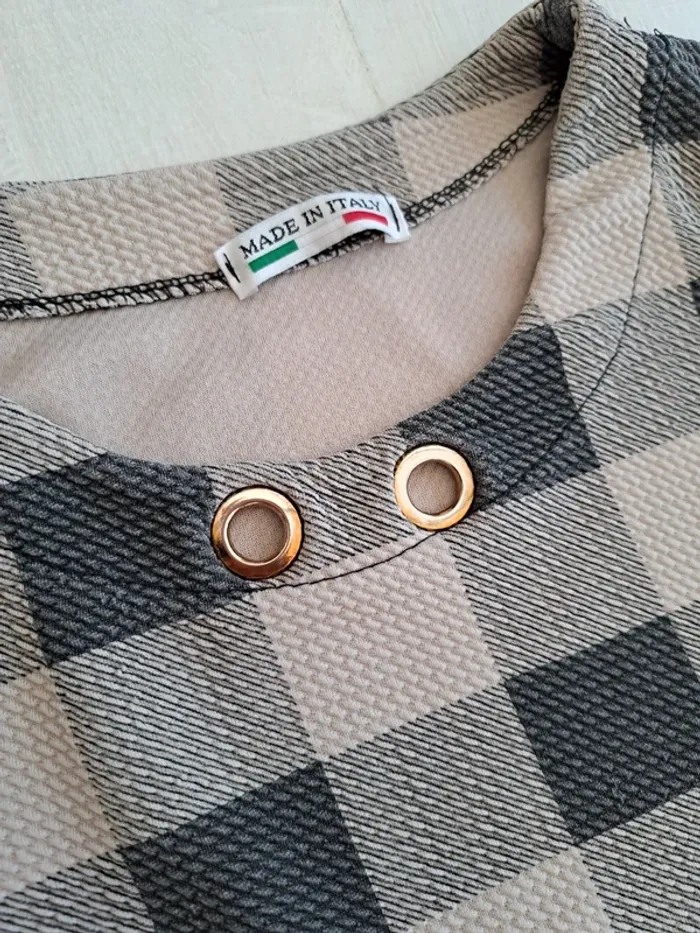 Tunique asymétrique - Made in Italy - taille unique S/M - court devant long derrière - carreaux - photo numéro 2