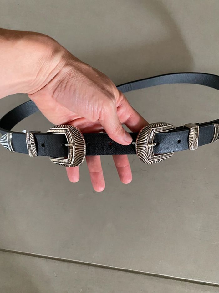 Ceinture femme double boucle noire et argentée - photo numéro 14