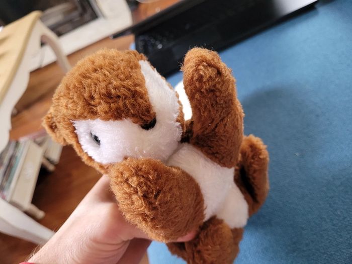 RARE Peluche grand écureuil roux blanc noir Boulgom Made in France doudou collection - photo numéro 5