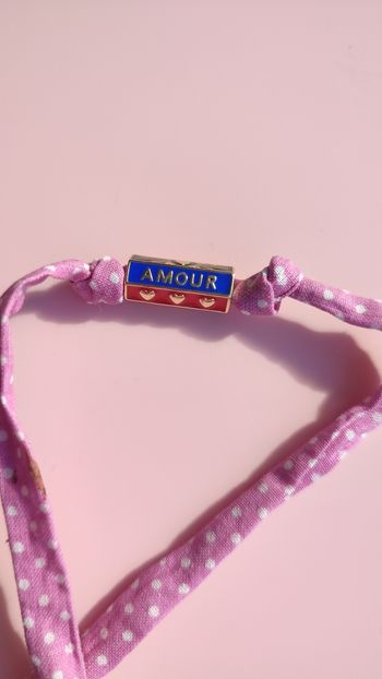 Bracelet tissu Amour rose
