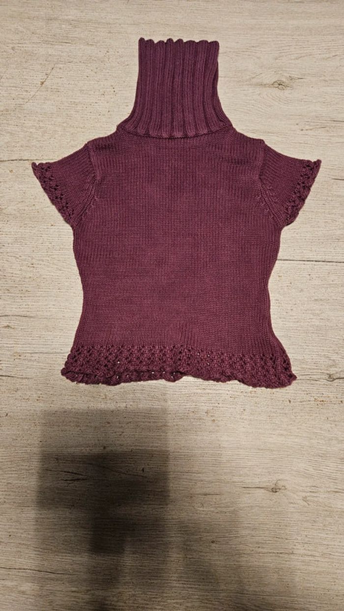 Pull à manches courtes et col roulé, petite broderie, Girls, 6/7 ans,peu mis
