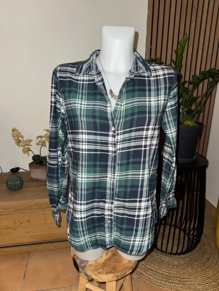 Chemise à carreaux verte