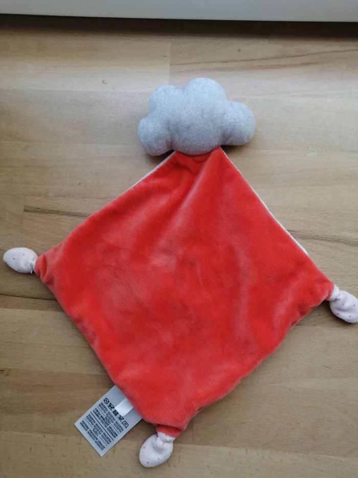 Mots d'enfants Doudou plat nuage Coeur Rose Orange Gris - photo numéro 2