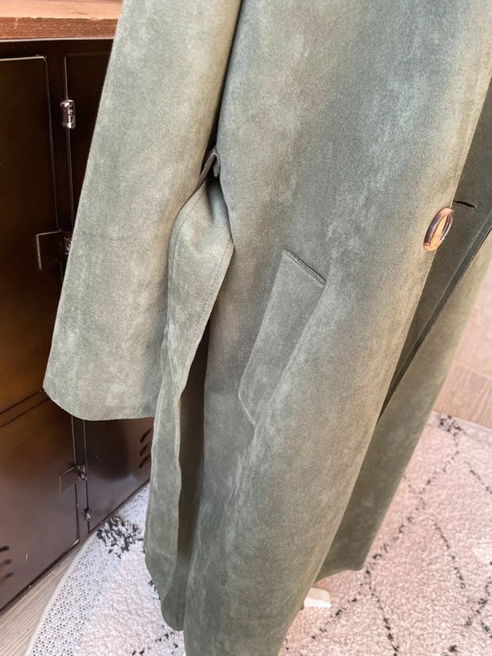 Trench long kaki suédine - photo numéro 3