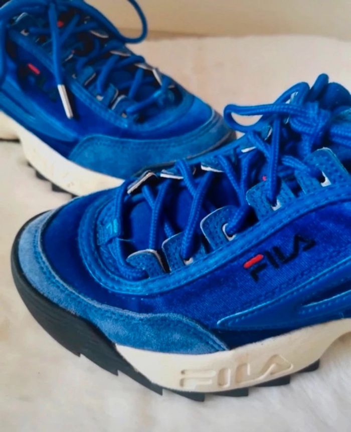 Baskets Fila disruptor velours bleues - photo numéro 4