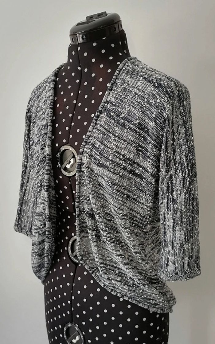 Veste légère en mailles bleu marine blanc Taille S/M Cache cache - photo numéro 6