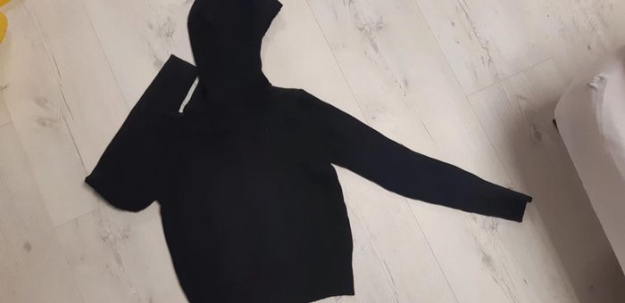 Gilet femme noir à fermeture éclair + capuche - photo numéro 3