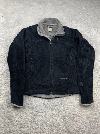 Veste polaire légère full zip / zippé épaisse à fourrure Patagonia USA Noir / Gris Taille S Femme