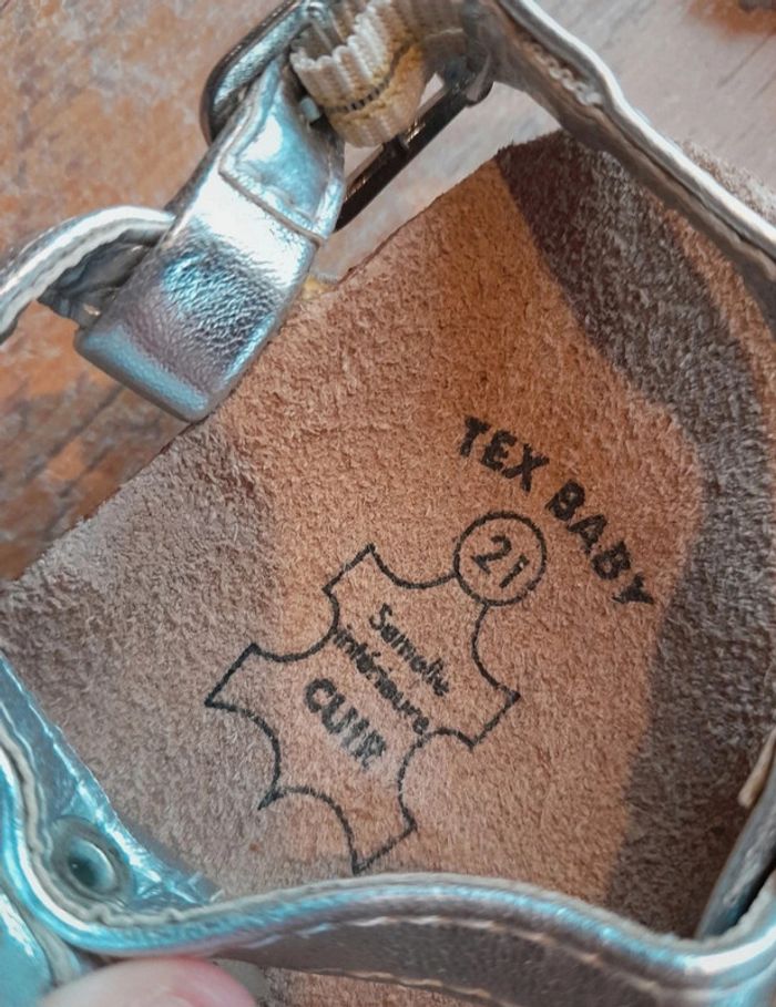 Sandales argentée taille 21 cuir - photo numéro 4