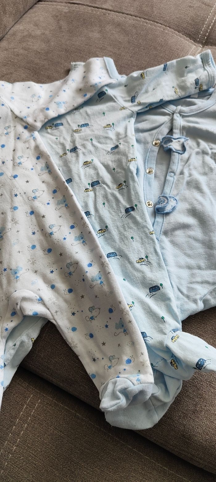 Lot de 5 pyjamas coton  1 mois 54/56 cm - photo numéro 2