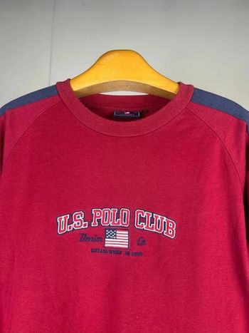 Sudadera U.S. Polo Club roja vintage estilo universitario retro L