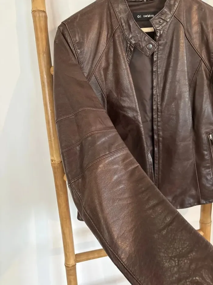Veste en cuir de buffle marron Vintage Oakwood - photo numéro 9