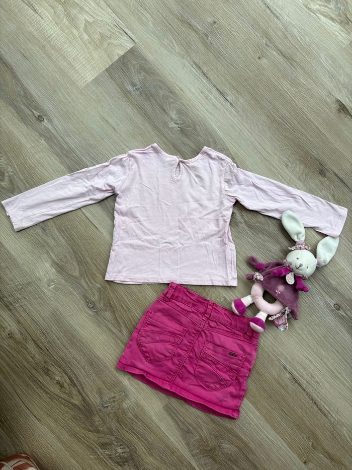 Ensemble t-shirt ML + jupe taille 24 mois - photo numéro 2