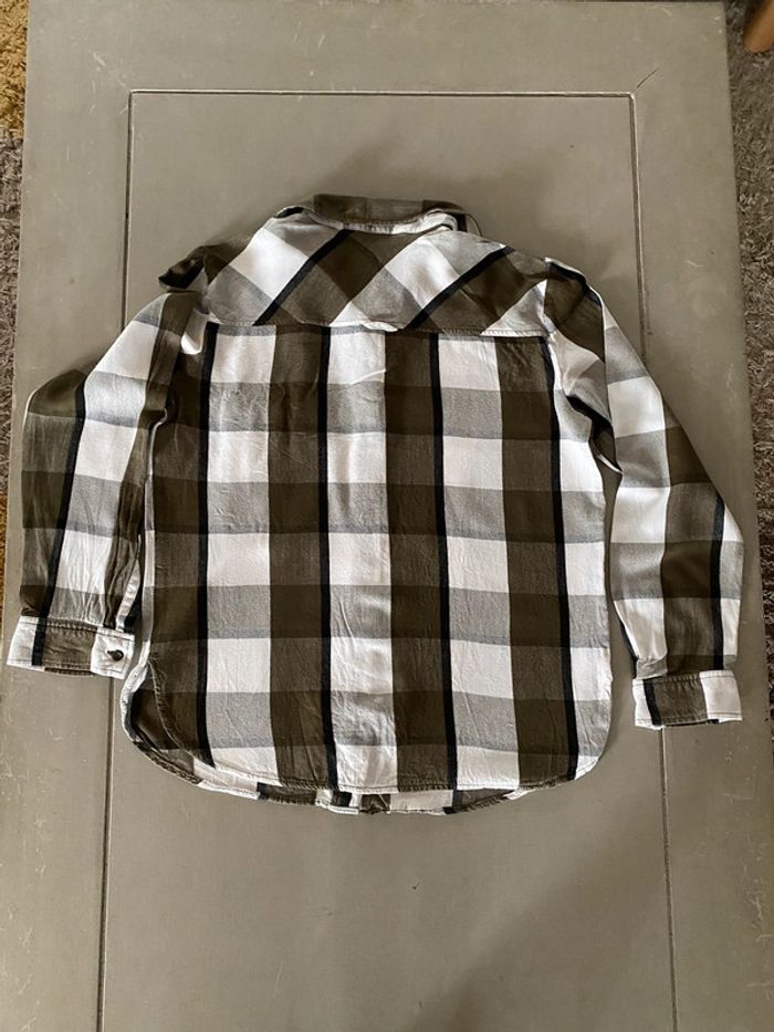 Chemise Zara blanche et kaki à gros carreaux manches longues taille S - photo numéro 17