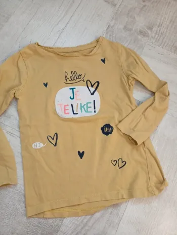 Haut t-shirt manches longues 4 ans hello je te like