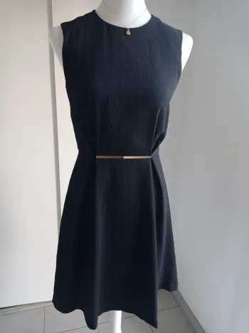 Robe patineuse noire habillée avec doré devant en guise de ceinture T.S Zara