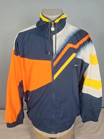 Veste coupe-vent vintage Biwang – années 90 – multicolore – brodé (605)