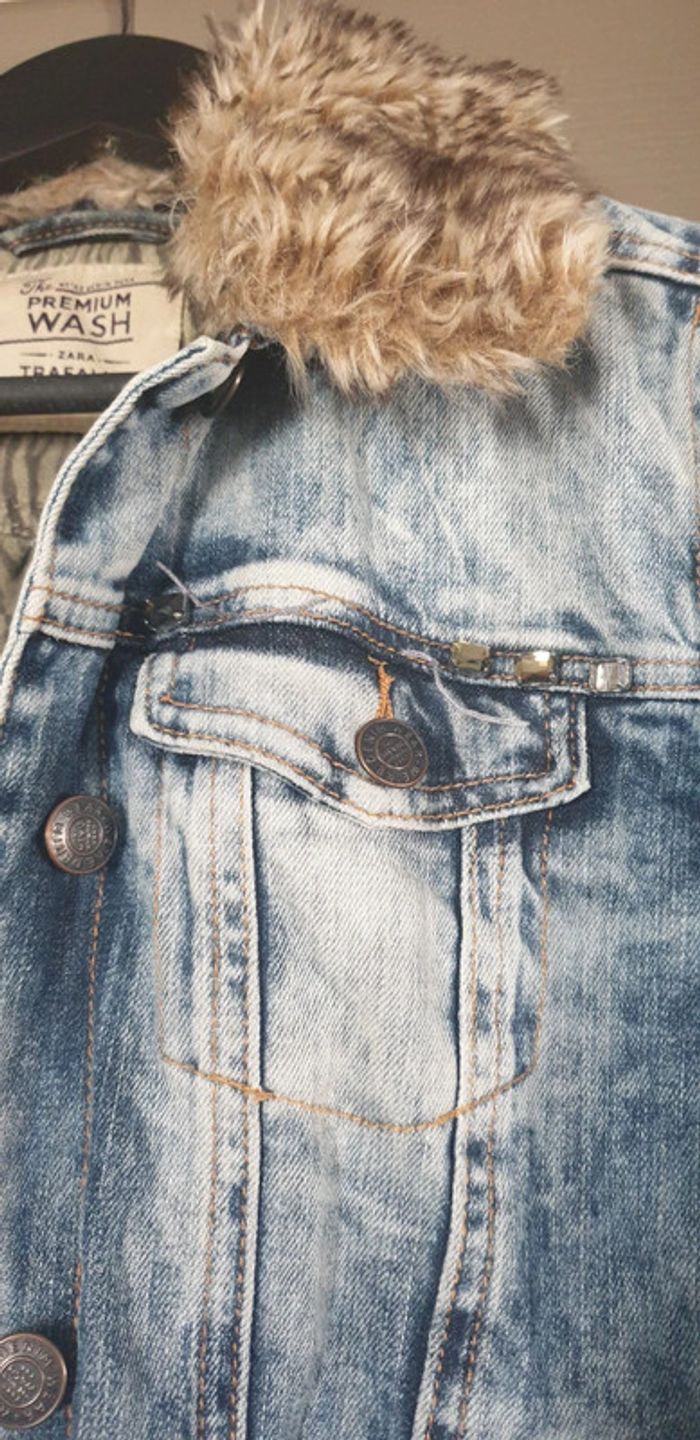 Veste jeans col fourrure Zara - photo numéro 6
