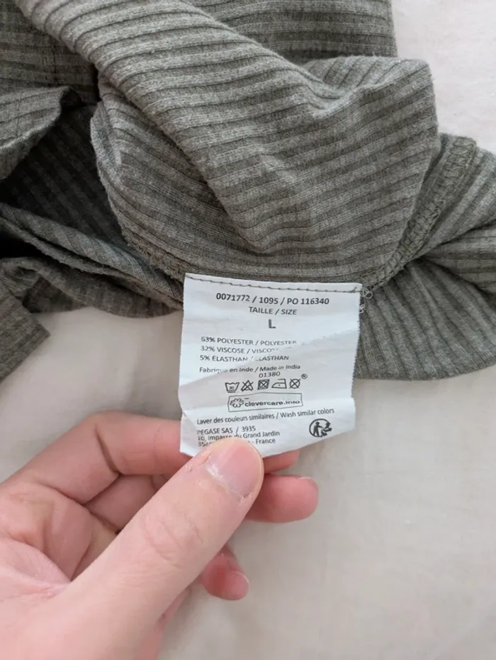 T-shirt Côtelé Kaki à Boutons Creeks - Taille L - photo numéro 4